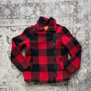 Kids Red and Black Plaid Wool Jacket